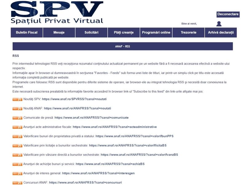 Spațiul Privat Virtual – ANAF